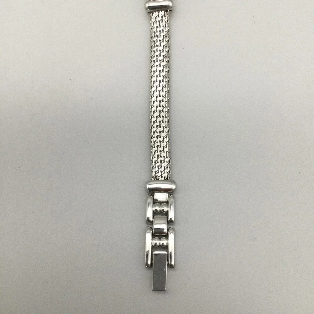 Adolfo Womens Watch 16mm Black Dial Silver Tone Crystals New Battery 7.5